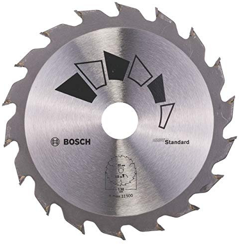 Bosch 1x Hoja de Sierra Circular Standard (para Madera, Ø 130 x 2.2/1.5 x 20/16 mm, 18 Dientes, ATB, con 1x Anillo de Reducción 16 mm, Accesorios Sierras Circulares)