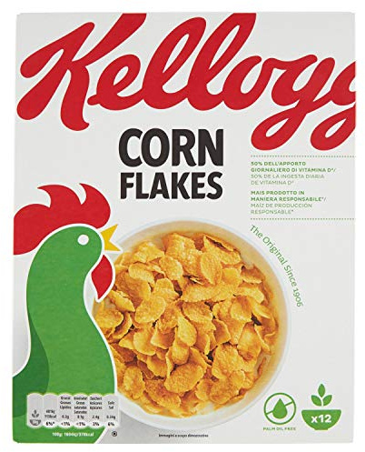 Kellogg's Corn Flakes Originali | L'originale dal 1906 | Fiocchi di Mais Dorati, Croccanti, Gustosi | Confezione Singola da 375g (1 x 375g)