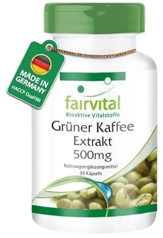 Fairvital | Extracto de Café Verde 500mg - VEGANO - Dosis elevada - 45% de Ácido clorogénico - 90 Cápsulas - Calidad Alemana