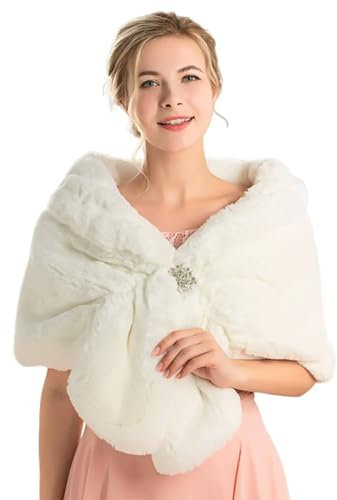 Ushiny Damen Kunstfell-Stola für die Braut, Hochzeiten, Damen, Fellschal / Stola Gr. Einheitsgröße, beige