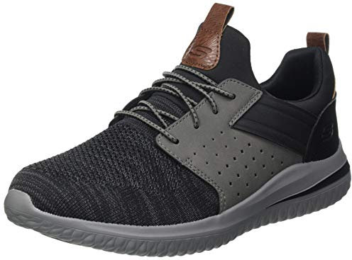 Skechers Men's Delson 3.0 Cicada Sneaker, Bkgy Black Gray, 6.5 UK