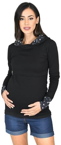 MijaCulture Neli M007 - Maglione per allattamento 2 in 1, nero/stelle, S
