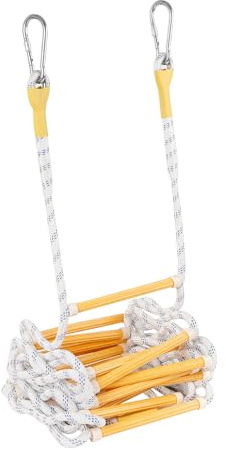 EMEKIAN Emergency Fire Escape Ladder Flame Resistant Safety Extension Rope with 2 Hooks, 2 to 4 Story Homes Reusable Compact Portable External Ladder (4 M / 13 FT)