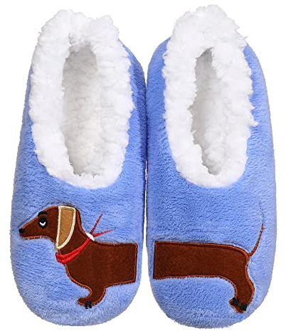 ZYZX Calzini da Pantofola Caldi Invernali da Donna Super Soft Antiscivolo Suola Morbida e Morbida Fodera in Pile sfocato Pantofole da Interno Bassotto