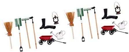ibasenice 2 Sätze Puppenhaus-Werkzeuge Kinder Schubkarre Garten Pinzette Bonsai-gartenbausatz Mini-rechen Gartengeräte Für Kinder Spielzeugwerkzeuge Heimzubehör Dekorationen Pflanze Metall
