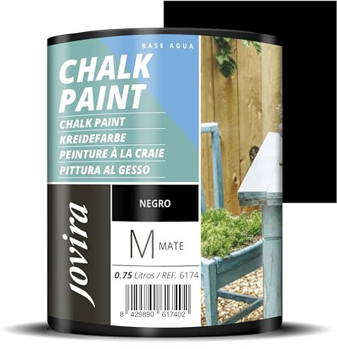 JOVIRA PINTURAS Pintura Tiza - Chalk Paint al Agua Mate. Renueva tus muebles con creatividad. (750 Mililitros, Negro) C-16
