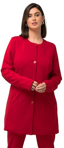 Ulla Popken Longblazer, Ziernähte, Rundhals, Jersey, Blazer,