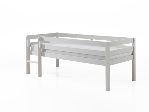 möbelando Spielbett >Pino< in Weiß aus Skandinavische Kiefer - 207,6x83x104,9cm (BxHxT)