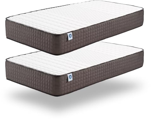 NATURALEX - Lot 2 Matelas Titanium 80x200-21 cm - Accueil Mousse mémoire de Forme + Blue Latex - Soutien Moyen - Respirant - 7 Zones - 2 Faces Été/Hiver - Couchage indépendant - Fabriqué en Europe