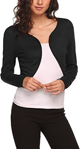 Hotouch Bolero Mujer Elegante Cárdigan Manga Larga Chaqueta | Corto Chaqueta Bolero | Sólido Shrug Cárdigan | Ligera Boleros | XS-XXL