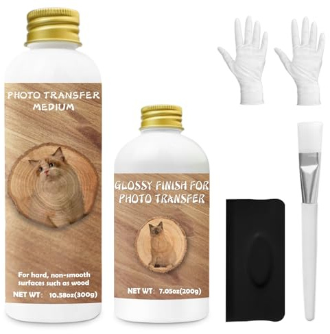 EIGTWEN 300g Photo Transfer Medium Gel, Gel Medium for Photo Transfer Photos to Wood and other Hard Surfaces, Ideal for DIY Craft Enthusiasts to Decorate Their Home(gloss)