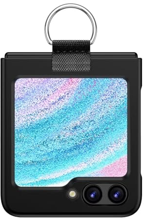 EASSGU Coque Skin-Touch avec Anneau Métallique pour Samsung Galaxy Z Flip7 FE/Z Flip6 (6.7) - Noir.