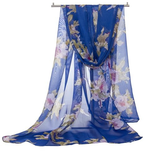 AORVYUI Femme Foulard 100% Soie Imprime Floral Grande Echarpe Châle Ultra-Léger Respirant Elégant Cadeau 160 * 50CM