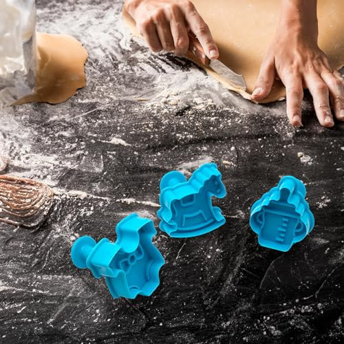 Set 3 Formine per Biscotti BABY SHOWER Gender Reveal Party, Stampi 3D in Plastica per Dolci, Pasta di Zucchero, Decorazioni per Torte, Ideali per Bambini e Feste, 3 Misure (SET 3)