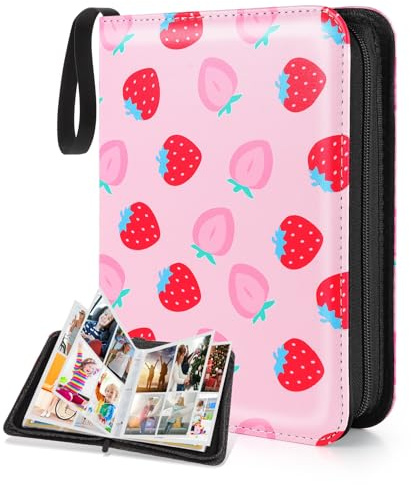 CLOKORIA Card Binder for Girls Gifts,440 Cards Collectible Trading Card Holder Case with 55 Sleeves, 4 Pocket for TCG Game Cards Collection Sports Trading Cards Collector Album (Strawberry Peach)
