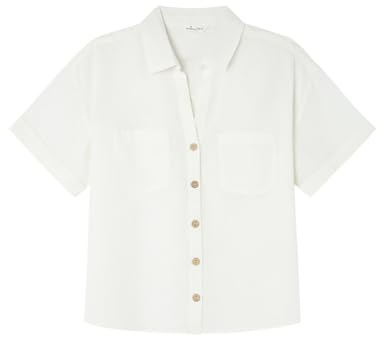 Springfield Women's 7.Gym.Camisa Lino Polera Botones Shirt