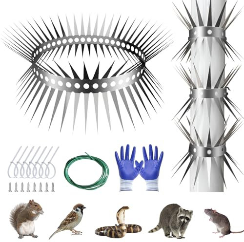 LUOJINYI Tuyau de Descente Anti-martres en Acier Inoxydable, piege a fouine de 100 cm, défense en Acier Inoxydable, effroi Marten avec Accessoires, piège Marten pour la Maison de défense Marten