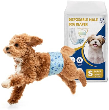 Flying Paws Pannolini per Cani, S-26 Pezzi Assorbenti con Indicatore di Umido, Protezione Antifughe, Ideale per Incontinenza, Viaggi e Addestramento