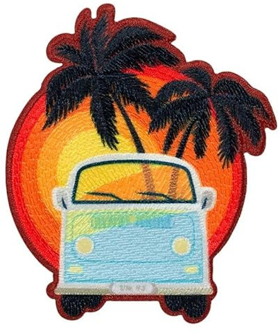 Mono-Quick 16038 Bus mit Palmen Applikation, Bügelbild, Patch, Aufnäher ca. 8 x 7 cm