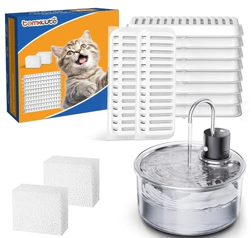 Tomxcute Kattfontänfilterset, 10 filter 2 svampar för 3,2 l