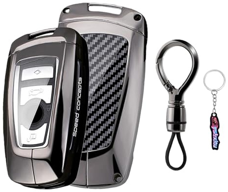 Ysbxitu Étui à clés de voiture BMW Keyless Go - Convient pour BMW Série 1, Série 3, 4, Série 5 F10 F11 F20 F21 F25 F30 F31 F32 F36 116i E60 E90 - Organiseur de clés élégant et pratique, D noir., D