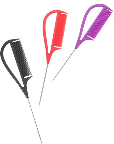 VALICLUD Peine de Metal para Peinar el Cabello Diseño de Punta Fina, Pack de 3 Piezas para Uso en Salón y Hogar, Aplicación sin Desorden