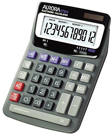 Aurora DT85V Desktop Calculator (Large Heavy Duty Model), Black