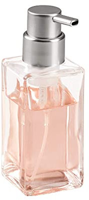 iDesign 70565EU Casilla Moderner Schaumseifenspender für Küche, Badezimmer, 6,8 x 6,8 x 18,9 cm, durchsichtig/gebürstet, glas