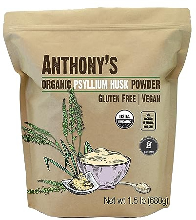 Anthony's Organic Psyllium Husk Powder, 1.5 lb, Gluten Free, Non GMO, Finely Ground, Keto Friendly