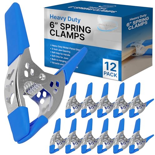 Lot of 12-6 inch Spring Clamp Large Super Heavy Duty Spring Metal Blue - 2.5 inch Jaw opening