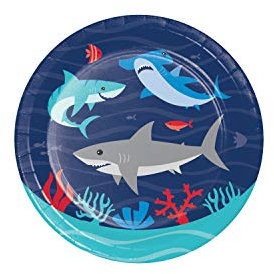 Creative Converting PC350498 Shark Party Paper Lunch Plates I Blue I 8 Pcs
