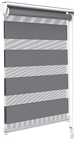 VOUNOT Doppelrollo klemmfix ohne Bohren, Duo Rollo Klemmrollo für Fenster und Tür, lichtdurchlässig & verdunkelnd Fensterrollo, 55x150cm, Grau