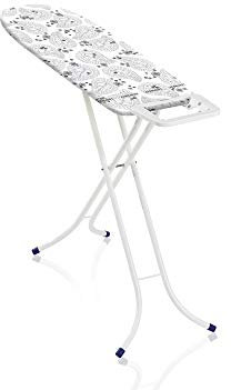 Leifheit Bügelbrett Classic S Basic Paisley, für kleine Haushalte, Bügeltisch mit Fester Bügeleisenablage, höhenverstellbares Bügelbrett klein zusammenklappbar, Bezug mit Paisleymuster