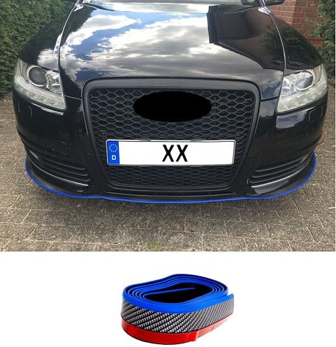 Alerón delantero universal para la barbilla, con diseño de carbono, color azul