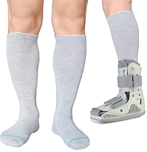 Lot de 2 paires de chaussettes de rechange pour bottes orthopédiques, chaussettes tubulaires pour chaussures de marche Air Cam et fracture - Gris