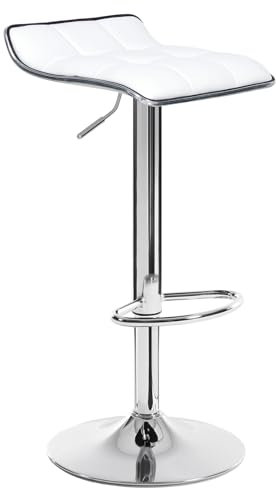 WOLTU Barhocker, Barstuhl, Tresenhocker mit Fußstütze, Hocker höhenverstellbar, 360° drehbar, aus PU-Kunstleder Metall, für Bar Küche Wohnzimmer Tresen Café, Weiß