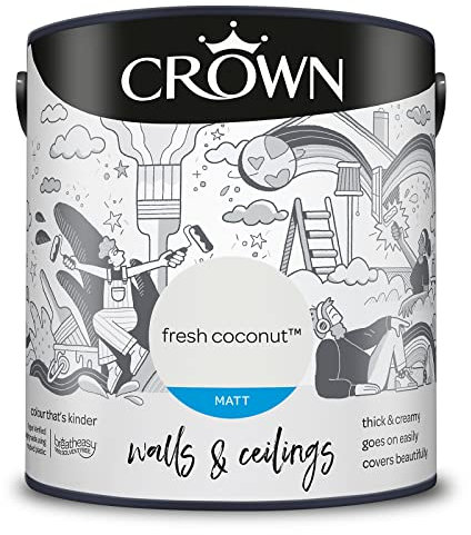CROWN 2.5L Breatheasy MATT Emulsion Paint for Walls & Ceilings - Fresh Coconut