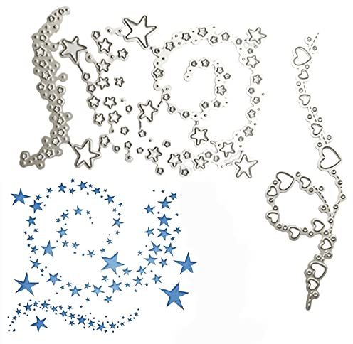 Hjärta stjärna präglingsstenciler, stansning stencil gratulationskort, stansning mall hjärtan stansare, för gör-det-själv scrapbooking, julkort, hantverk prägling (silver)