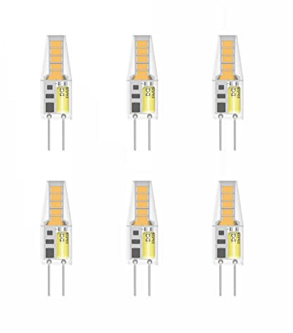 Huoqilin Lampadina G4 LED 2W Equivalente a 20W Alogena, Bianco Caldo 3000K,AC/DC 12V,10 LEDS,Non Dimmerabile,Risparmio Energetico,6 Pezzi