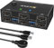 YOUTINGHDAV USB 3.0 HDMI KVM Switch 2 PC 2 Monitore, EDID Emulator, 4K@60Hz, HDMI 2.0, Dual Monitor KVM Switch 2 Monitore Teilen Kabellose Tastatur, Maus, Wired Remote und 4 Kabeln