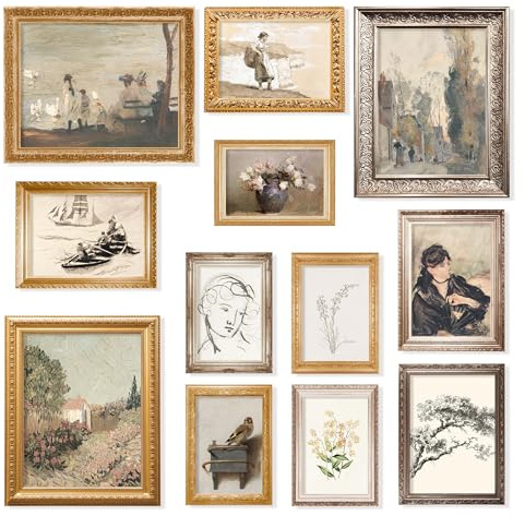 97 Decor Vintage Wall Art, 12 Neutral French Landscape Prints, Unframed