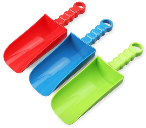 Jumbo Beach Sand Toys 9 Inch Shovels for Kids Adults, Large Spade Scoop Gardening Tools, Sandbox Kit Solid ABS Spade for Garden Outdoor Snow Backyard Summer 3 Gift Pack Green Blue Red