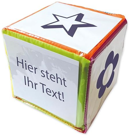 TimeTEX Blanko-kub – stor färgglad kub med fickor för fri design – 15 cm sidokant – 93584