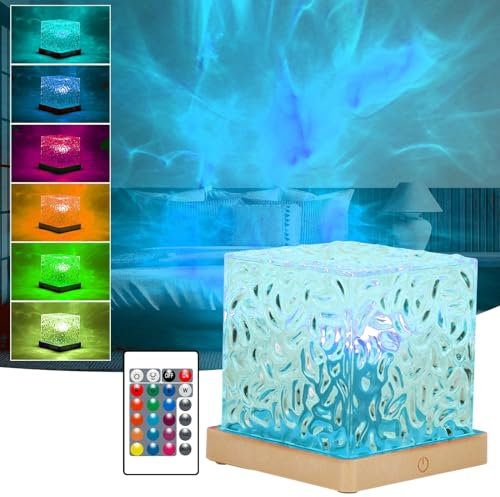 LTXDJ Galaxy Projector Night Light for Bedroom, Touch Lamps Bedside Star Projector for Kids, Ice Cube Ocean Wave Sensory Lights 16 Color Adjustable Brightness Crystal Lamp (Ice Cube)