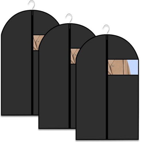 Copriabiti Antipolvere, Borsa per Abiti 60 x 120 CM Set di 3 Borse per riporre Abiti per riporre Abiti con Cerniera, Sacchetti Antipolvere per Abiti da Sera Impermeabili e Umidità, Camicie