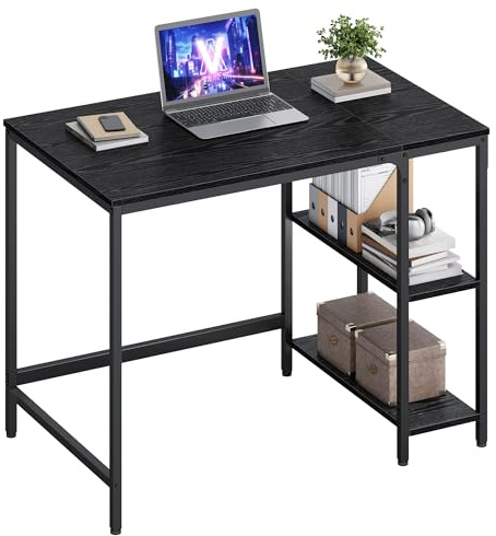 VASAGLE Tisch, Computertisch, Bürotisch, 100 x 50 x 76 cm, moderner Stil, für Arbeitszimmer, Schlafzimmer, Wohnzimmer, ebenholzschwarz LWD046B04