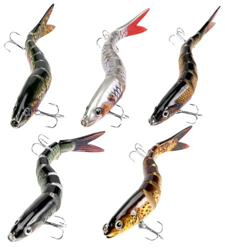 Auauraintt 5 Stücke Angelköder, für Forelle Zander & Barsch Gummifische Angelköder, Kunstköder Wobbler Hecht, Angelgeschenke für Männer Familien-Angelausrüstung