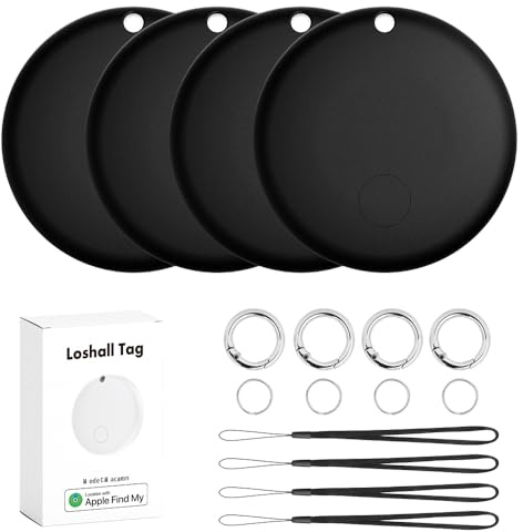 WALLFID Air Tag, Localisateur d'Objets, Porte-clés Compatible avec Apple Find My (iOS Uniquement), Suivez Vos Clés, Portefeuille, Bagages, Sac à Dos (4 Tag)
