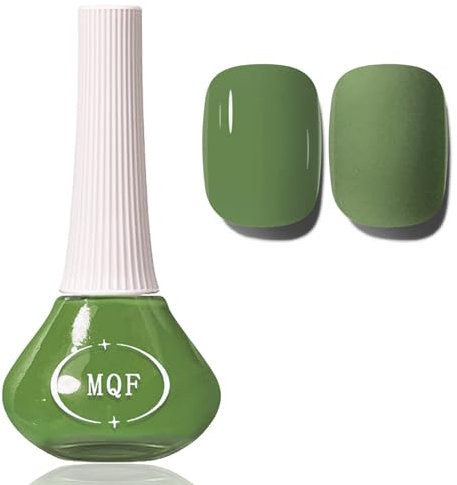 Green Nail Polish - Olive Green Nail Varnish - Solid Color Natural Look Long lasting Nail Varnish - Fresh Matcha Green Air Dry No Need UV Fast Dry DIY Nail Art Gifts for Women