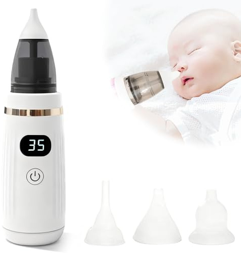 Nasensauger Baby, Nasensauger Pro für Baby Elektrisch, Nasensekretsauger, Wiederaufladbarer Nasenreiniger mit 5 Saugstufen & 3 Silikonspitzen, Automatischer Nasenreiniger für Kleinkinder Säuglinge